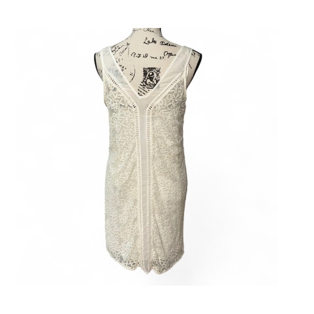 Y2K Abercrombie & Fitch White‎ Lace Mini Sleeveless V Neck Summer Party dress
